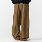 Buddha Stones Fall Pure Color Men's Wide Leg Cotton Drawstring Pants With Pockets - image 21