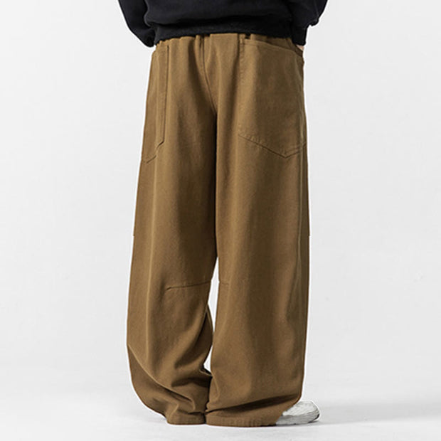 Buddha Stones Fall Pure Color Men's Wide Leg Cotton Drawstring Pants With Pockets - image 21