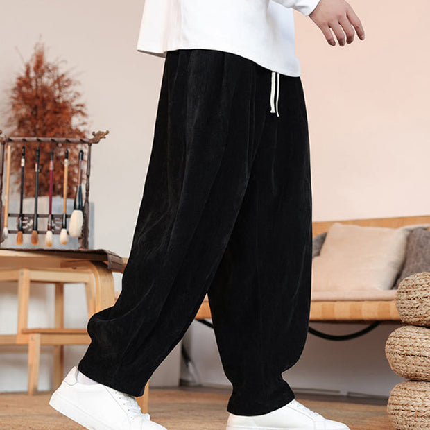 Buddha Stones Casual Solid Color Simple Design Men's Cotton Pants With Pockets - image 11
