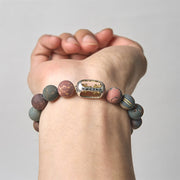 Buddha Stones Natural Picasso Jasper Om Mani Padme Hum Energy Bracelet - image 3