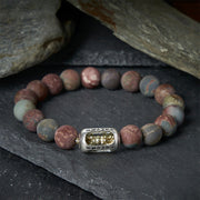 Buddha Stones Natural Picasso Jasper Om Mani Padme Hum Energy Bracelet - image 1