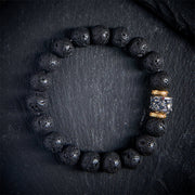 Buddha Stones Natural Lava Rock Buddha Face Support Bracelet - 20cm - image 0
