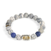 Buddha Stones Natural Grey Jasper Sodalite Om Mani Padme Hum Buddha Face Healing Bracelet - image 4