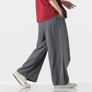 Buddha Stones Asymmetrical Patched Design Plain Men's Cotton Pants With Pockets - image 4