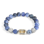 Buddha Stones Natural Sodalite Grey Jasper Om Mani Padme Hum Harmony Bracelet - image 4