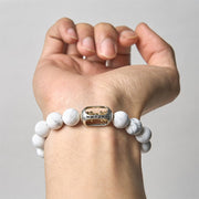 Buddha Stones Natural White Turquoise Bead Om Mani Padme Hum Blessing Bracelet - image 3