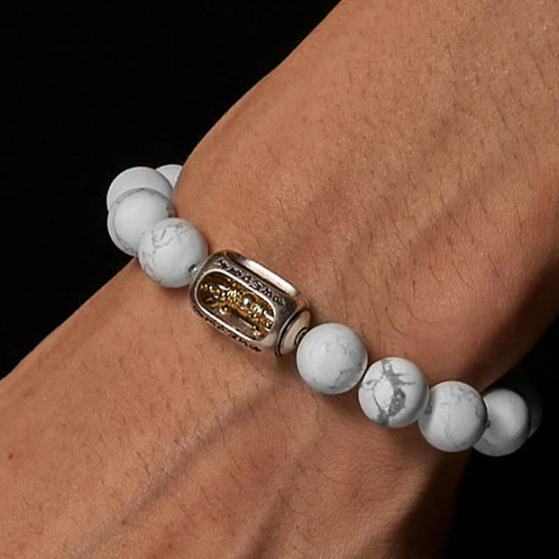 Buddha Stones Natural White Turquoise Bead Om Mani Padme Hum Blessing Bracelet - image 2