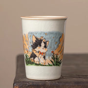 Buddha Stones Cute Bow Tie Cat Teacup Kung Fu Tea Cup - Cat 7.5cm*10.2cm*265ml - image 8