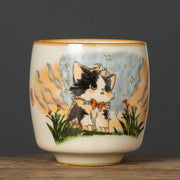 Buddha Stones Cute Bow Tie Cat Teacup Kung Fu Tea Cup - Cat 5.8cm*6.1cm*95ml - image 10