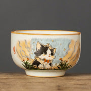 Buddha Stones Cute Bow Tie Cat Teacup Kung Fu Tea Cup - Cat 7.8cm*5cm*120ml - image 12