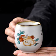 Buddha Stones Cute Lying Cat Branches Teacup Kung Fu Tea Cup - image 2