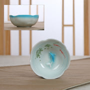 Buddha Stones Koi Fish Lotus Hand Teacup Kung Fu Tea Cup - Blue Koi Fish & Hand 8.8cm*3cm*3.5cm - image 9