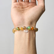 Buddha Stones 925 Sterling Silver Lotus Symbol Peacock Agate Courage Beads Bracelet - image 4