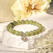 FREE Today: Healing and Luck 925 Sterling Silver Lotus Natural Cyan Jade Bracelet - image 1