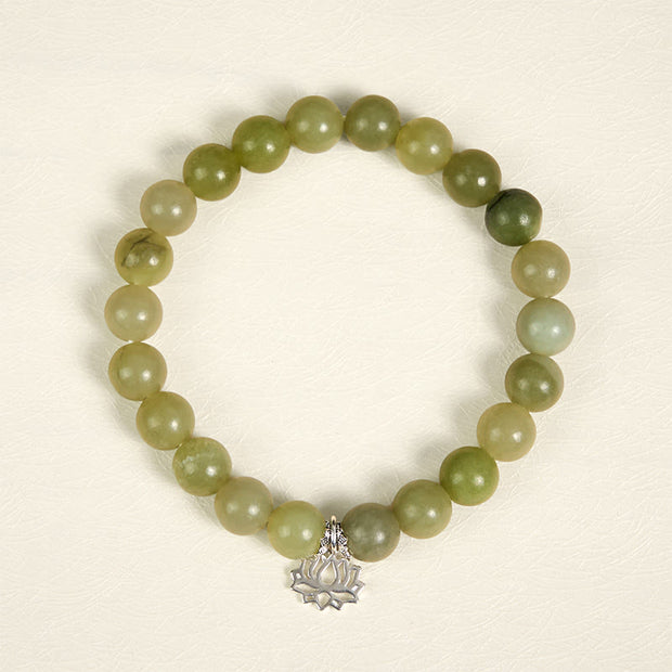 FREE Today: Healing and Luck 925 Sterling Silver Lotus Natural Cyan Jade Bracelet - image 2