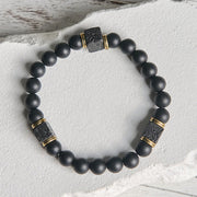 Buddha Stones Natural Black Onyx Square Lava Rock Fortune Bracelet - image 2