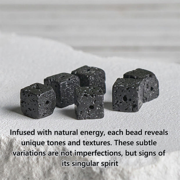 FREE Today: Support and Fortune Natural Frosted Black Onyx Square Lava Rock Bracelet - image 8
