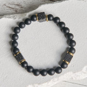 Buddha Stones Natural Black Onyx Square Lava Rock Fortune Bracelet - image 5
