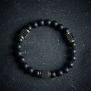 Buddha Stones Natural Black Onyx Square Lava Rock Fortune Bracelet - 20cm - image 0