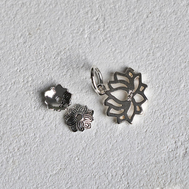 Buddha Stones 925 Sterling Silver Lotus Design Natural White Turquoise Wealth Bracelet - image 16