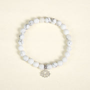 Buddha Stones 925 Sterling Silver Lotus Design Natural White Turquoise Wealth Bracelet - image 2