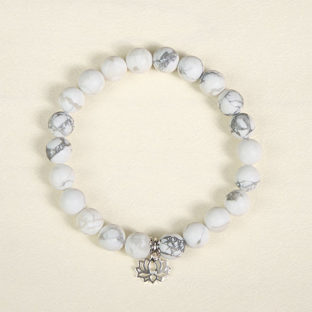 Buddha Stones 925 Sterling Silver Lotus Design Natural White Turquoise Wealth Bracelet - image 12