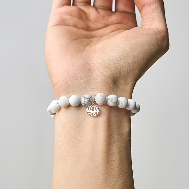 Buddha Stones 925 Sterling Silver Lotus Design Natural White Turquoise Wealth Bracelet - image 14