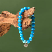 Buddha Stones 925 Sterling Silver Lotus Natural Apatite Creativity Bracelet - image 3