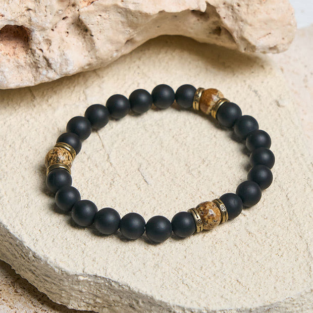 Buddha Stones Natural Black Onyx Picture Jasper Fortune Bracelet - image 2