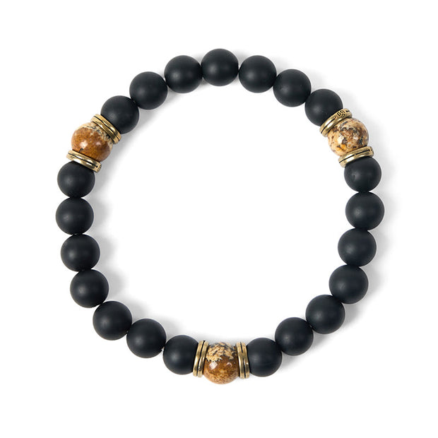 Buddha Stones Natural Black Onyx Picture Jasper Fortune Bracelet - image 5
