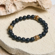 FREE Today: Fortune and Protection Natural Frosted Black Onyx Picture Jasper Bracelet - image 2