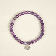 Buddha Stones 925 Sterling Silver Amethyst Lotus Design Natural Balance Bead Bracelet - image 12