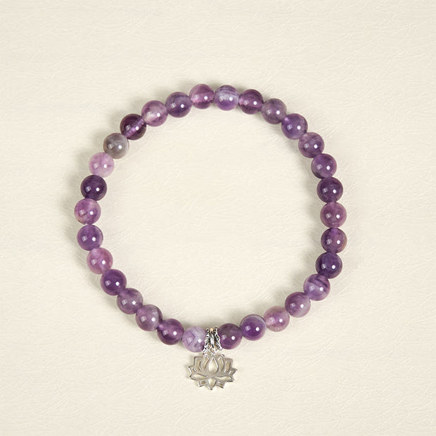 Buddha Stones 925 Sterling Silver Amethyst Lotus Design Natural Balance Bead Bracelet - image 12