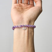 Buddha Stones 925 Sterling Silver Amethyst Lotus Design Natural Balance Bead Bracelet - image 14