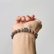 Buddha Stones Natural Picasso Jasper Square Lava Rock Courage Bracelet - image 2