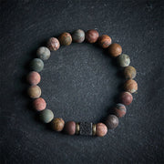 Buddha Stones Natural Picasso Jasper Square Lava Rock Courage Bracelet - image 4