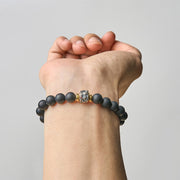 Buddha Stones Natural Frosted Black Onyx Buddha Face Protection Bracelet - image 5