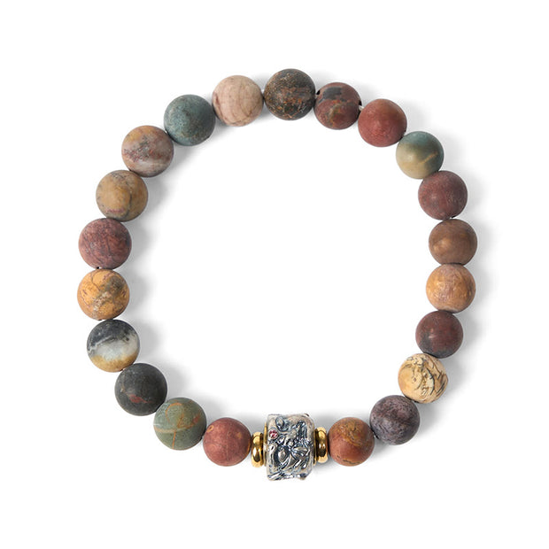 Buddha Stones Natural Picasso Jasper Buddha Face Energy Bracelet - image 6