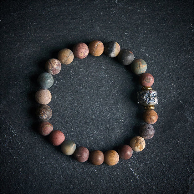 Buddha Stones Natural Picasso Jasper Buddha Face Energy Bracelet - image 2