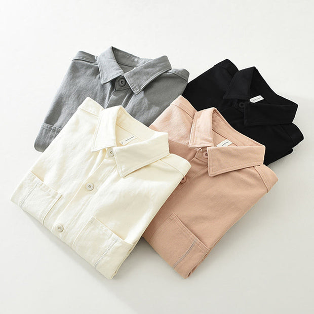 Buddha Stones Spring Commute Buttons Long Sleeve Shirt Men Cotton Clothing With Pockets - image 15