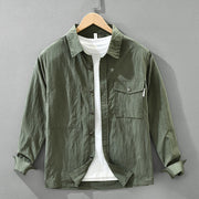 Buddha Stones Daily Long Sleeve Buttons Simple Design Men's Shirt With Pockets - DarkGreen - US/UK/AU42，EU52 (3XL) - image 0