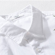 Buddha Stones Embroidery Leaves Pattern Men's Long Sleeve Cotton Linen Shirt - image 8