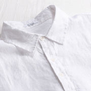 Buddha Stones Men's Solid Color Lapel Buttons Long Sleeve Pure Linen Shirt - image 11