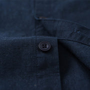 Buddha Stones Men's Spring Pure Color Stand Collar Cotton Linen Long Sleeve Shirt - image 2