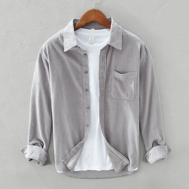 Buddha Stones Daily Plain Buttons Design Long Sleeve Men's Corduroy Pure Cotton Jacket With Pocket - DarkGray - US/UK/AU42，EU52 (3XL) - image 10