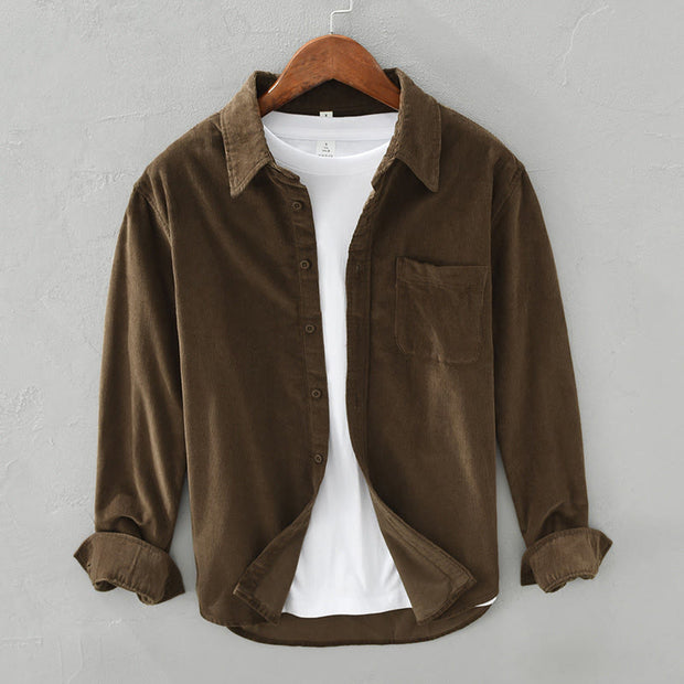 Buddha Stones Daily Plain Buttons Design Long Sleeve Men's Corduroy Pure Cotton Jacket With Pocket - SaddleBrown - US/UK/AU42，EU52 (3XL) - image 19