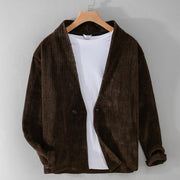 Buddha Stones Commute V-neck Simple Ribbed Texture Design Long Sleeve Men's Jacket - SaddleBrown - US/UK/AU42，EU52 (3XL) - image 7