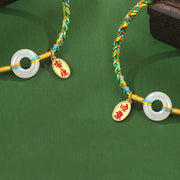 Buddha Stones Handmade Peace Buckle Jade Prosperity 925 Sterling Silver Colorful Rope Bracelet - image 12