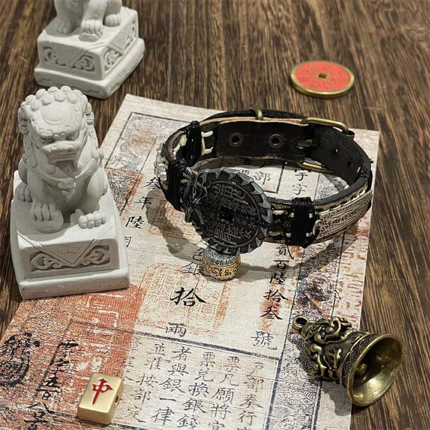 Buddha Stones Dragon Pixiu Mountain Ghosts Spend Money Luck Leather Watch Band Bracelet  - image 1