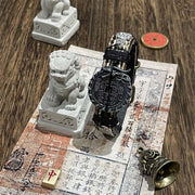 Buddha Stones Dragon Pixiu Mountain Ghosts Spend Money Luck Leather Watch Band Bracelet  - Mountain Ghosts Spend Money & Dragon (Wrist Circumference: 15-18cm) - image 0